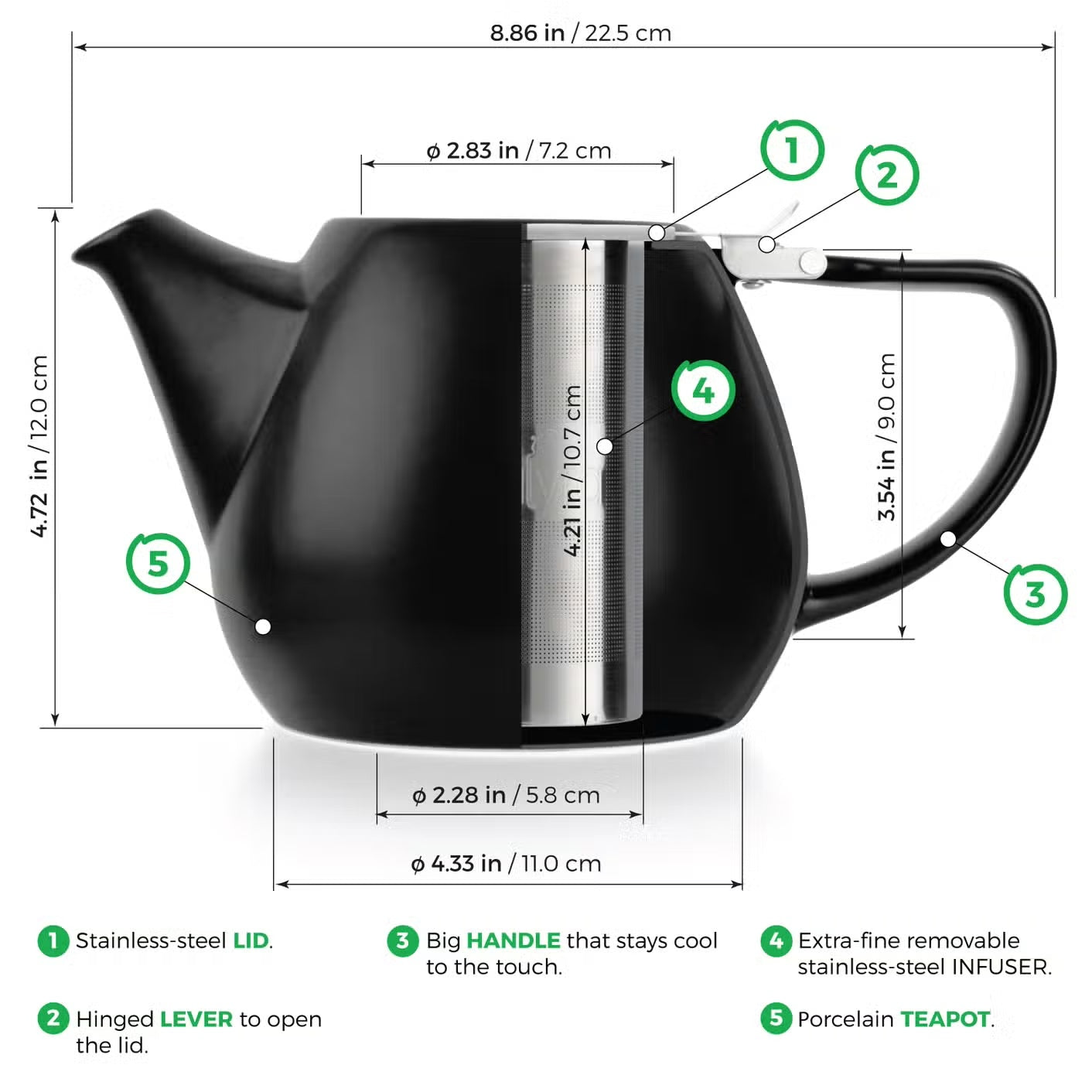Jove Red Porcelain Teapot with Infuser 34oz