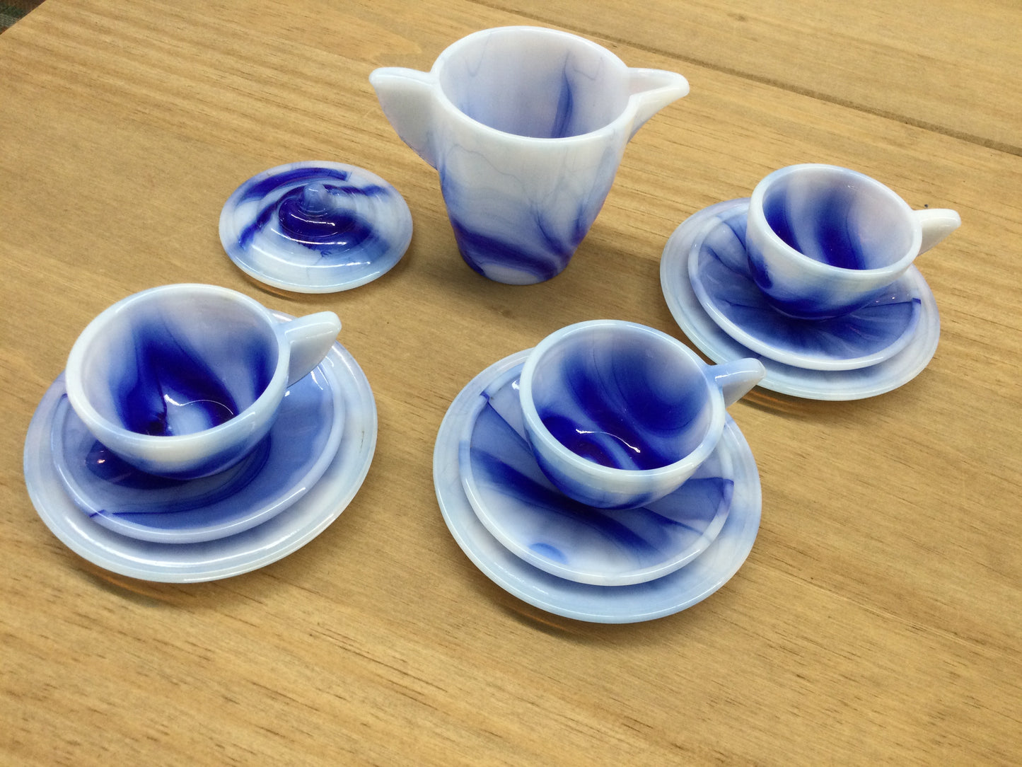 Akro Agate Slag Glass Child’s Tea Set