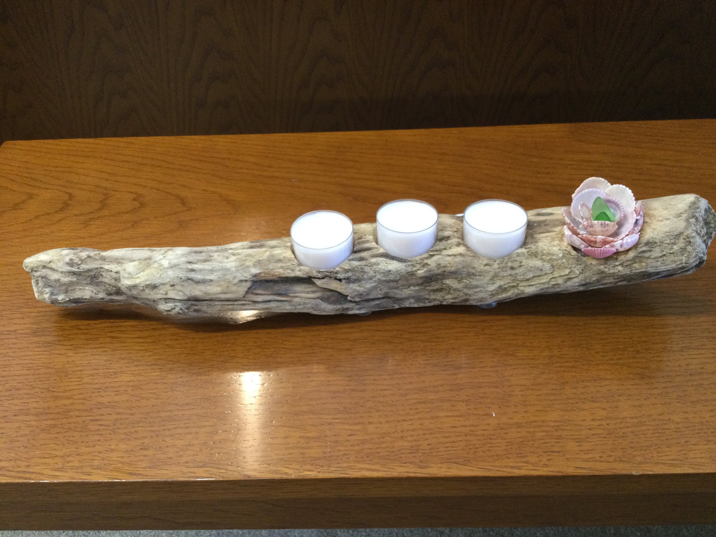 Nic’s Nacs Driftwood candle centerpiece