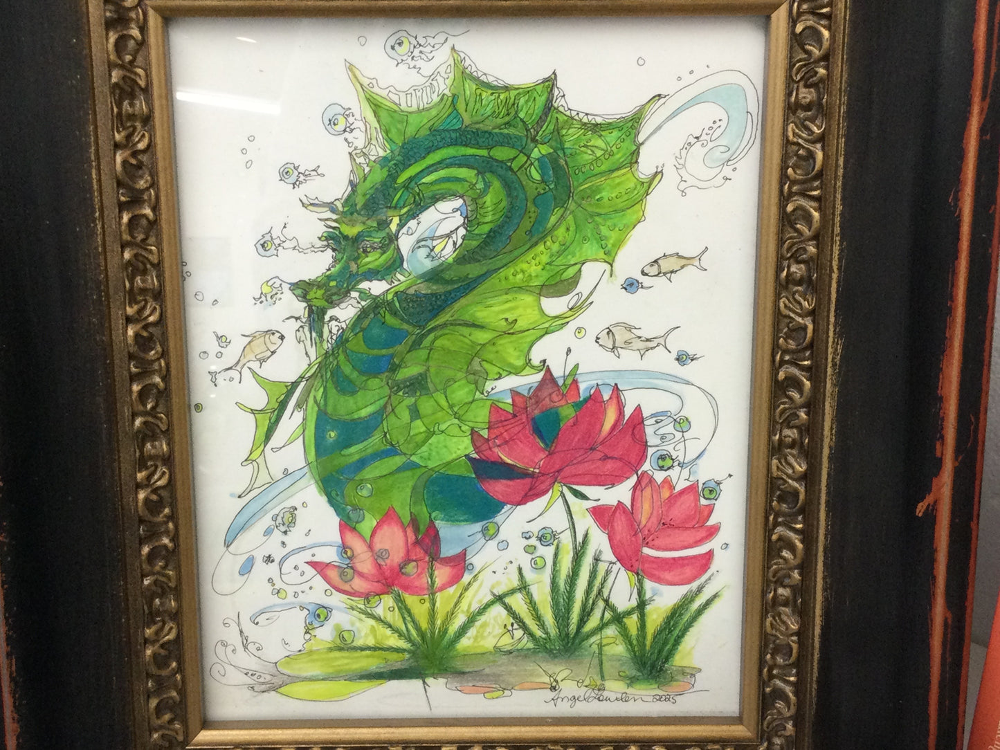 Original Art “Green Dragon” by Artist Angel Lowden.