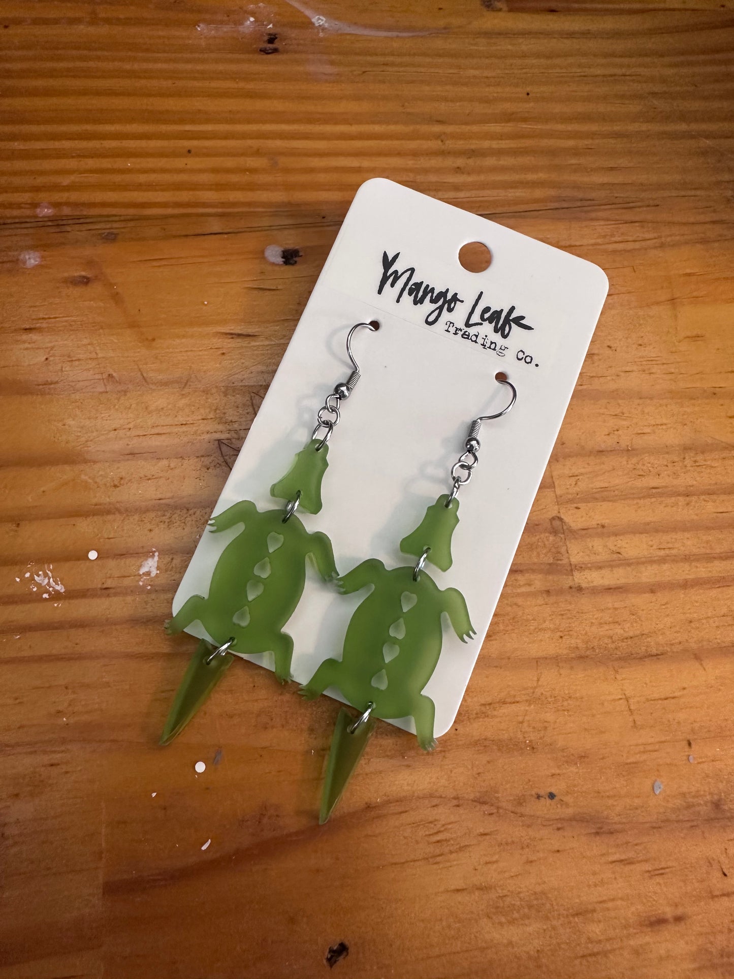 Mango Leaf Trading Gator Dangle Earrings