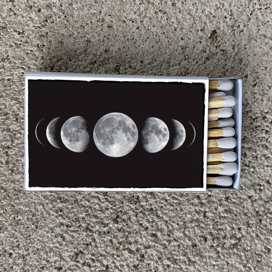 Moon Phases Small Matchbox • Decorative Matches