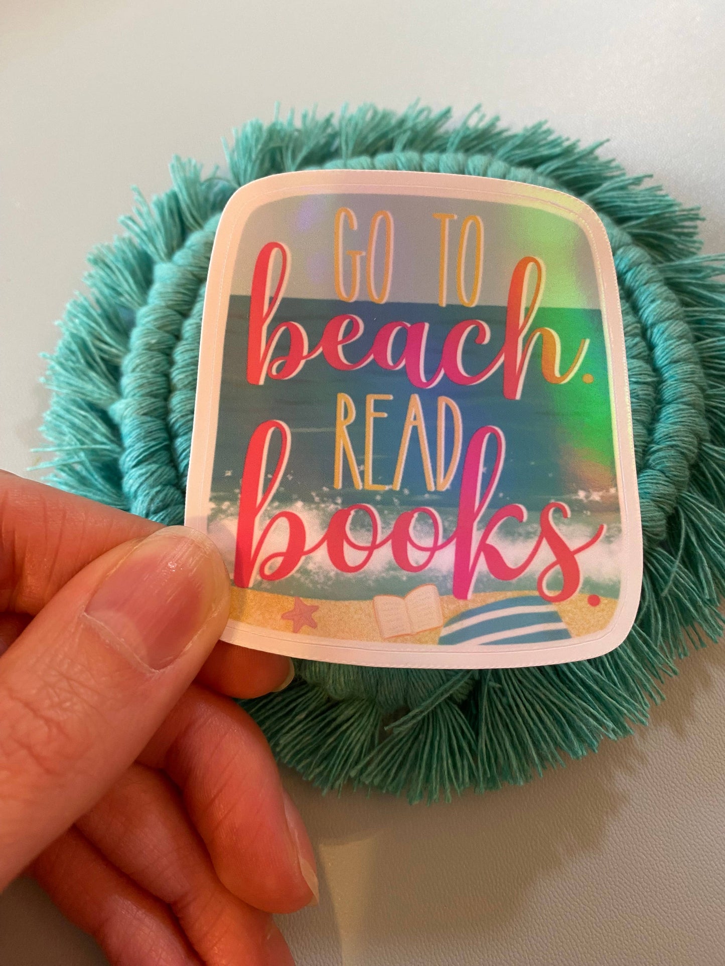 Go to Beach. Read Books. Vinyl Sticker