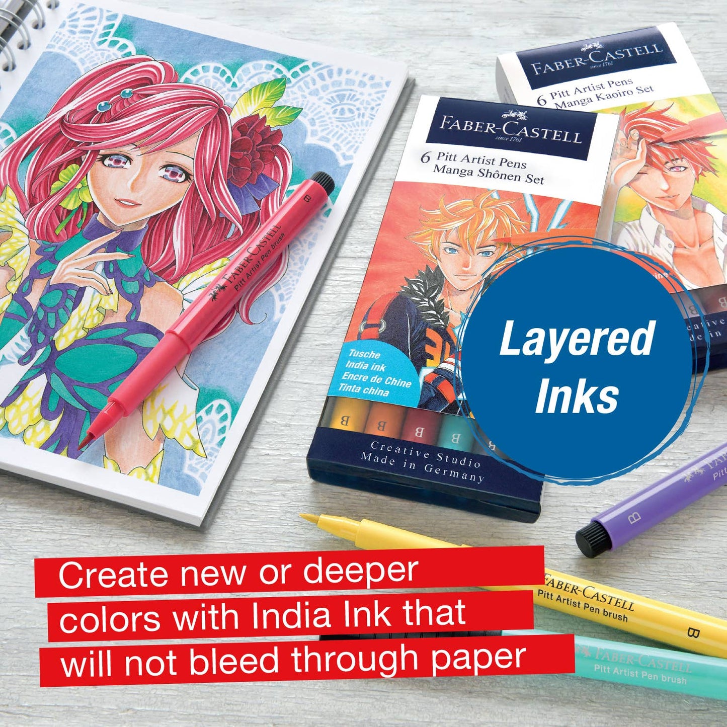 Pitt Artist Pen, Manga Basic Set - Wallet of 8