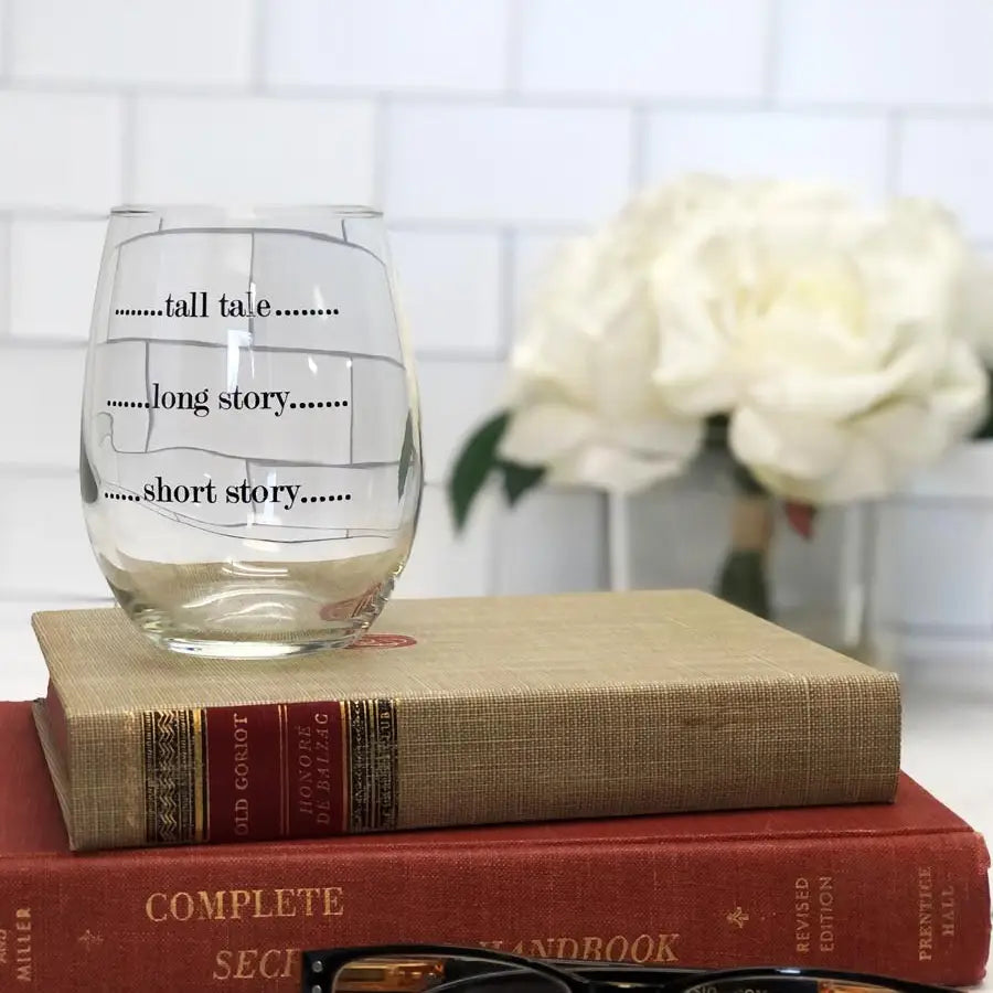 Short Story Long Story 15 oz Stemless Wine Glass