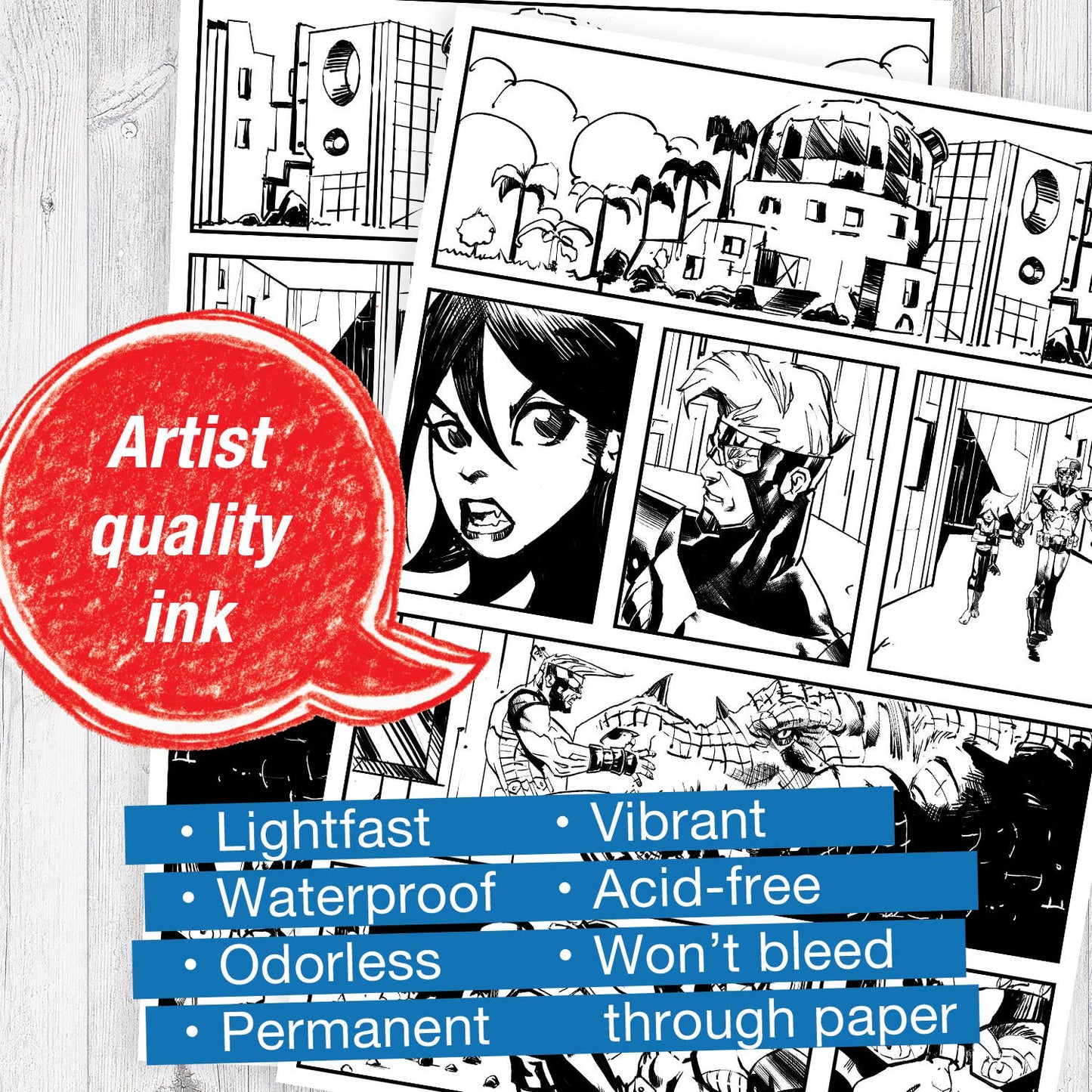 Pitt Artist Pen, Manga Basic Set - Wallet of 8