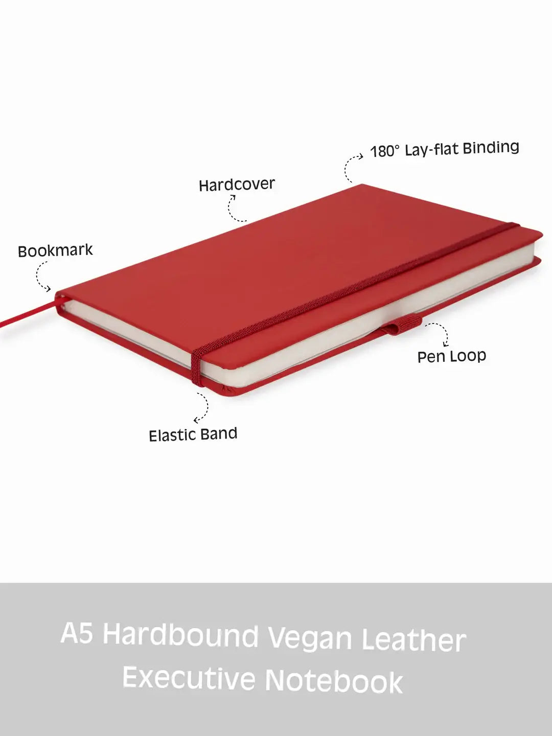 8.50 x 5.50in - A5 Notebooks - Vegan Leather - LINED
