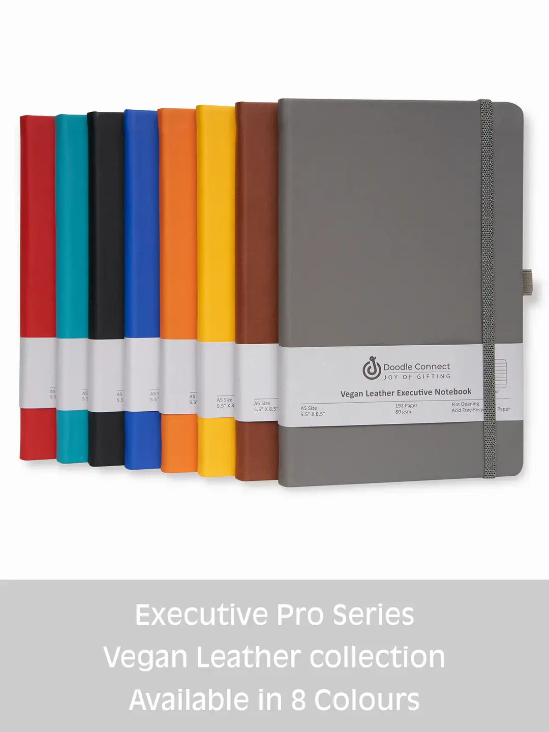 8.50 x 5.50in - A5 Notebooks - Vegan Leather - LINED