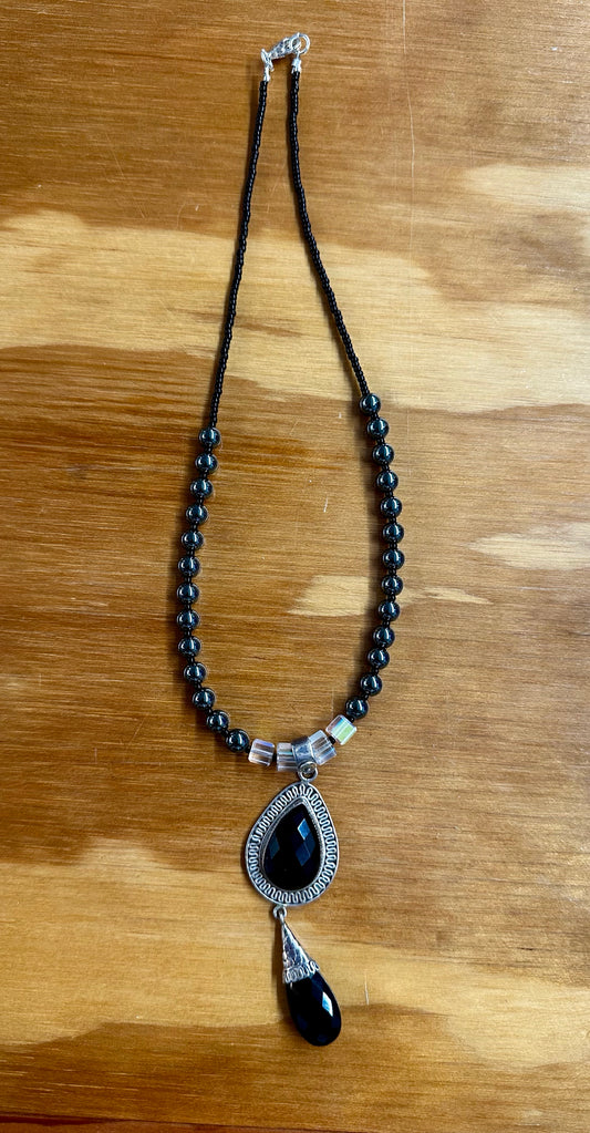 Sterling Silver Onyx Pendant Necklace