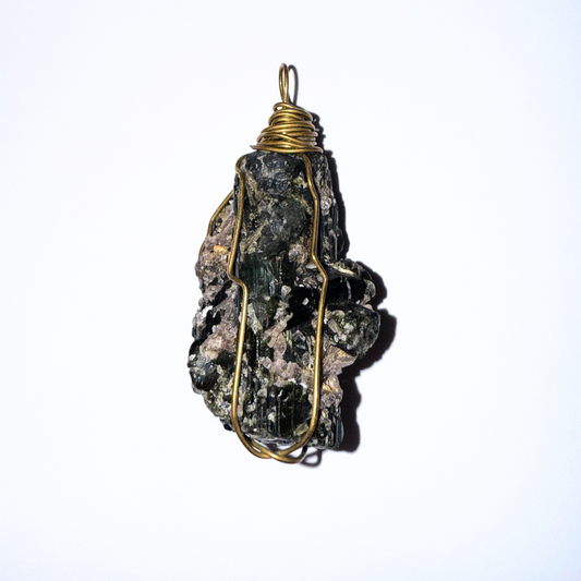 Green Tourmaline with Quartz Pendant