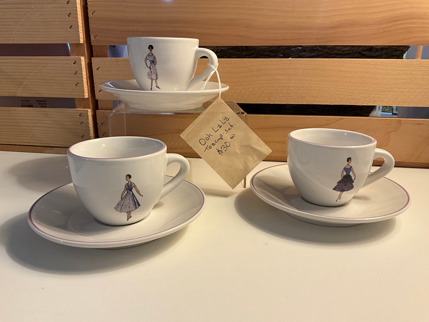 Ooh La La trio teacup set