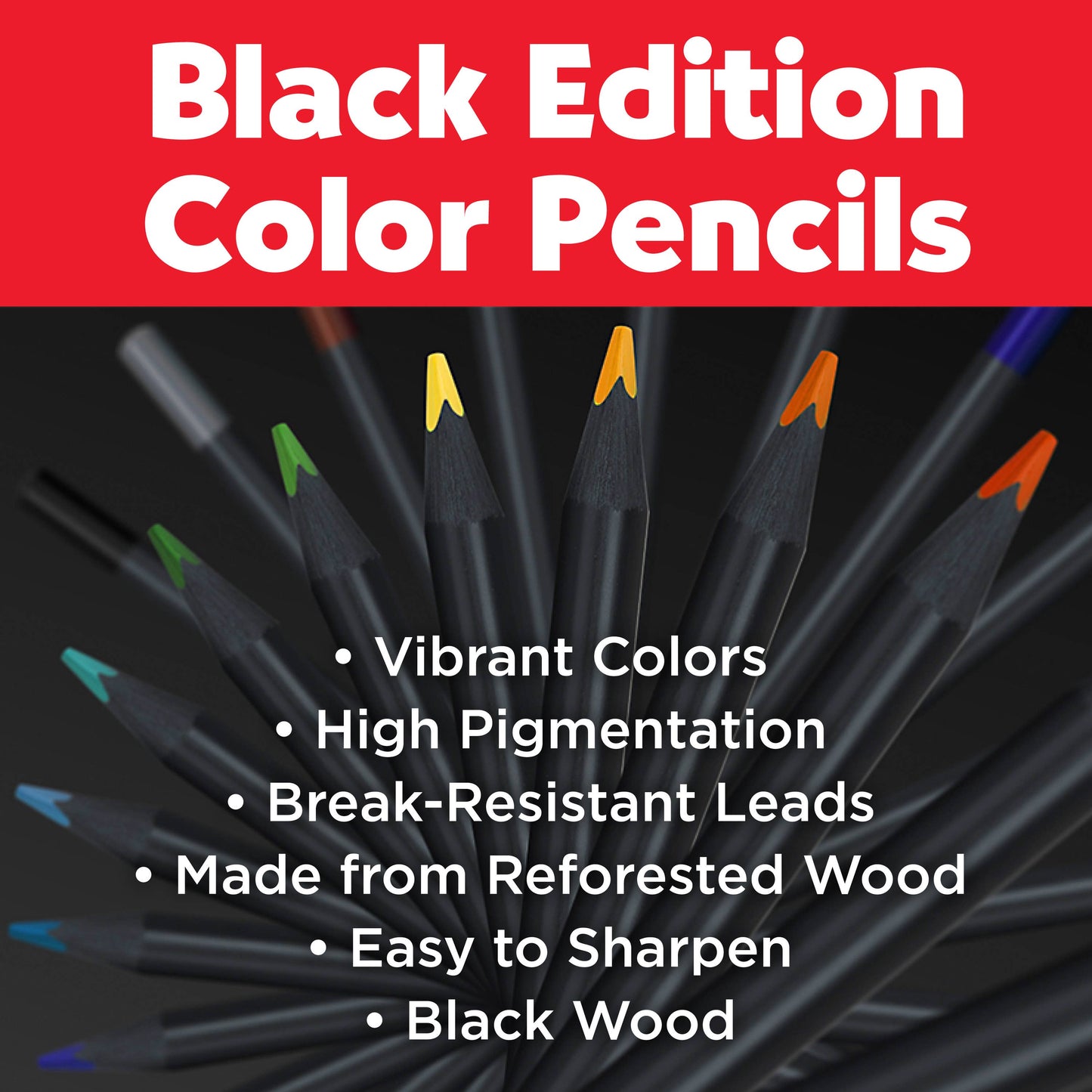 Super Soft Black Edition Colored Pencils, Box of 50