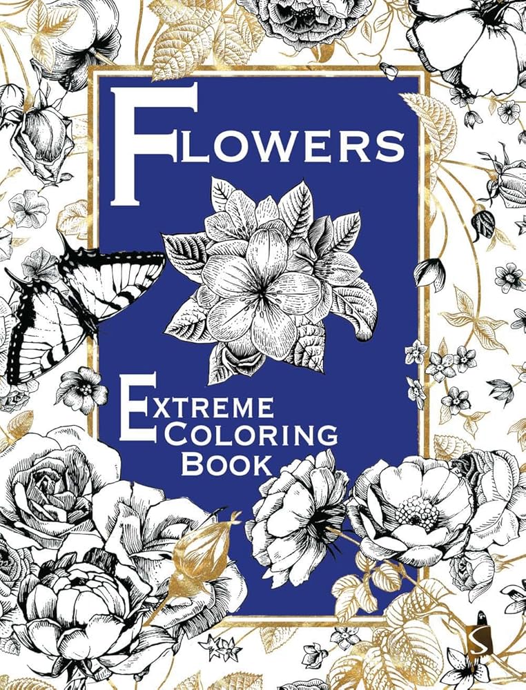 Flowers: Extreme Coloring Book cover image