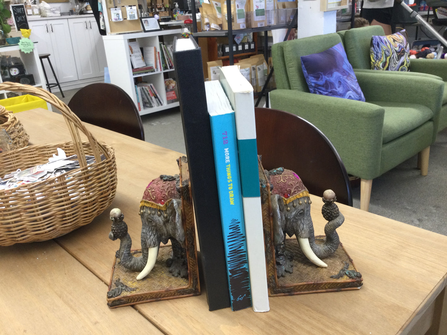 Elephant book end set.