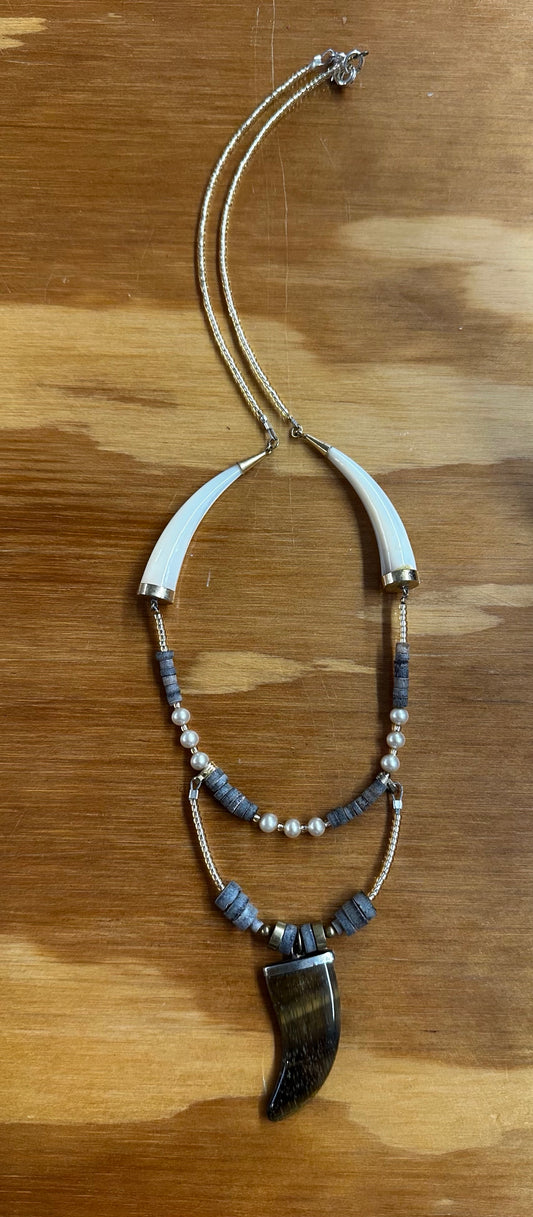 Tigers Eye tooth Pendant Necklace