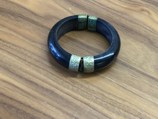 Wooden Bangle with Brass pull pin and accents