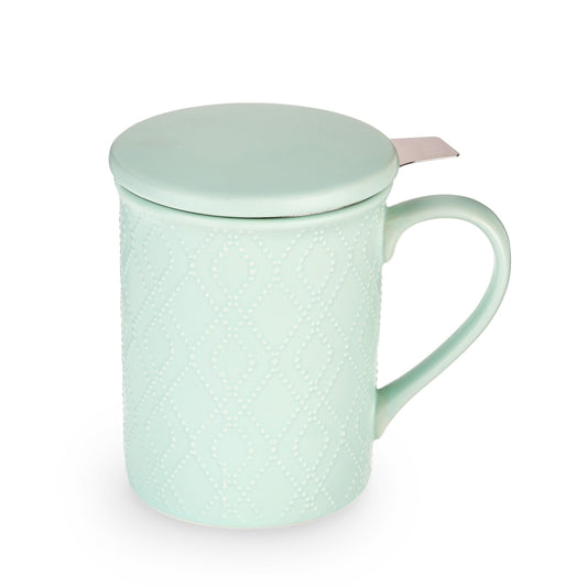 Annette™ 3D Ceramic Mug with Tea Infuser in Souk Mint