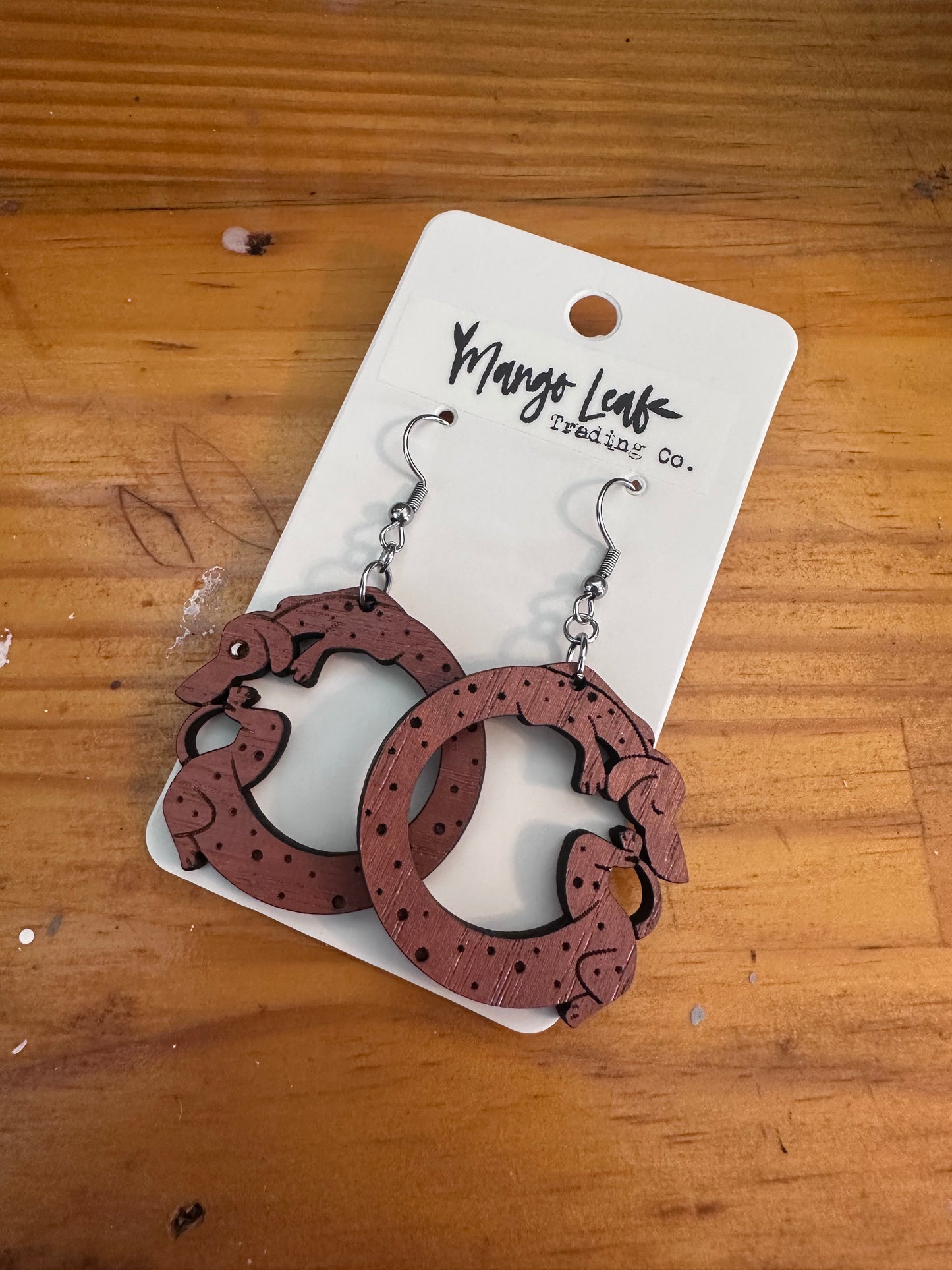 Mango Leaf Trading Weiner Dog Dangle Earrings