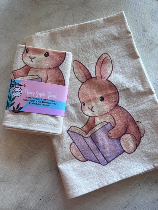 MLT Reading Bunny Tea Towel