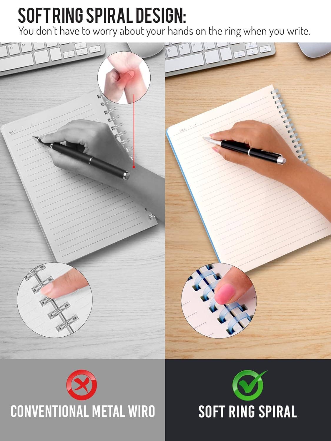 Soft Wiro Notebook  Ruled- Green, black, pink, blue
