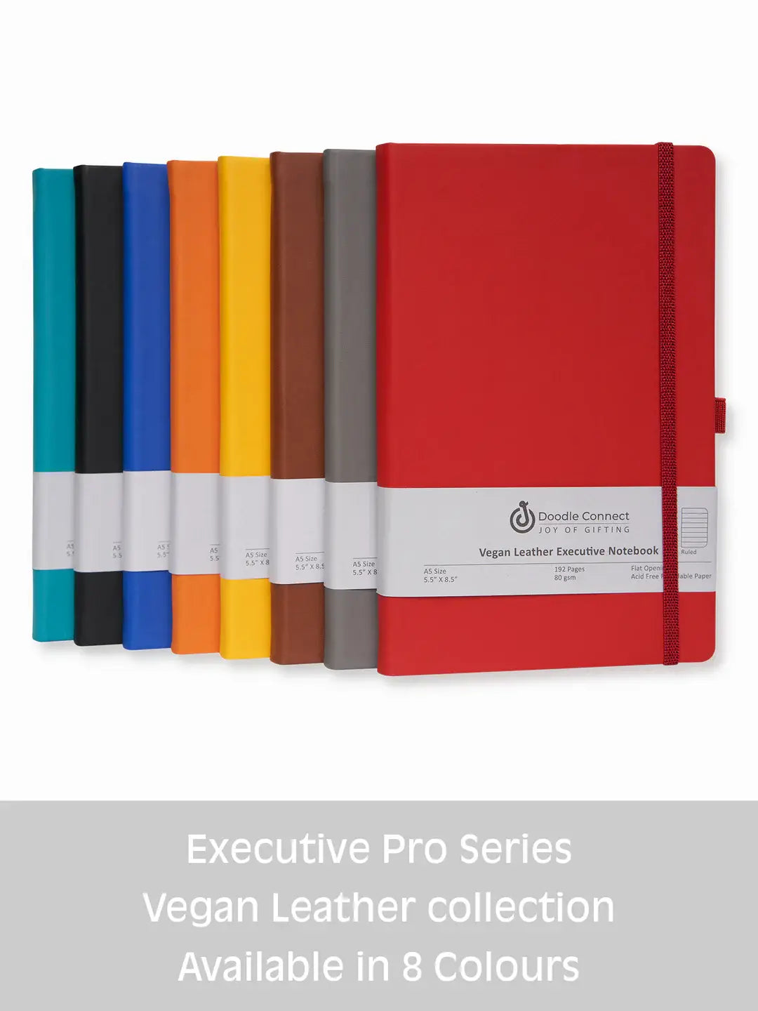 8.50 x 5.50in - A5 Notebooks - Vegan Leather - LINED