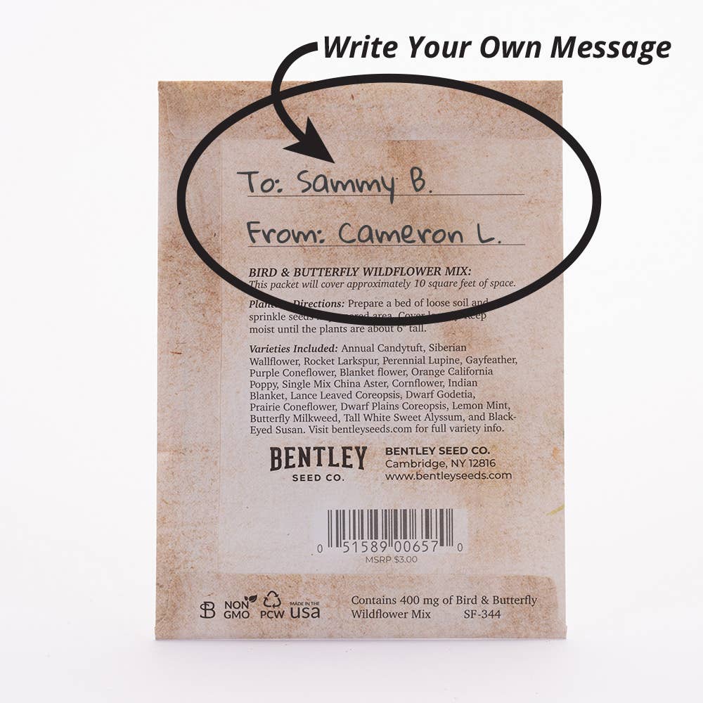 Snowy Cardinal Holiday Gift Tag - Wildflower Mix Seed Packet