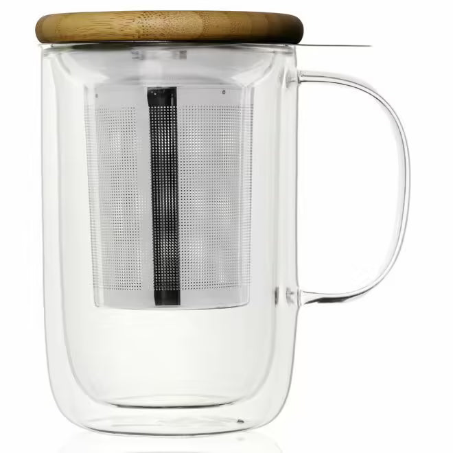 Venus Double Walled Glass Cup with Stainless Steel Infuser